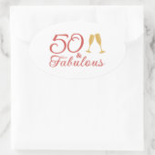 50エレガントと素晴らしいピンクと金ゴールド50誕生日 楕円形シール (バッグ)