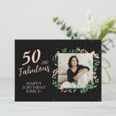 50エレガントと素晴らしい花50th誕生日写真 カード (スタンド正面)