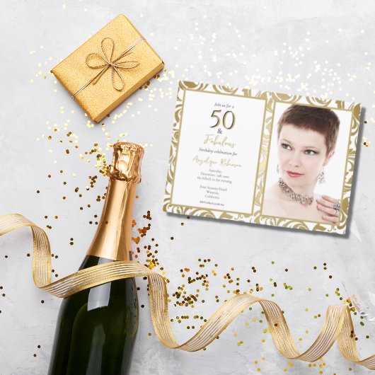 50エレガントと素晴らしい装飾金ゴールド葉パーティー 招待状