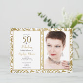 50エレガントと素晴らしい装飾金ゴールド葉パーティー 招待状 (スタンド正面)