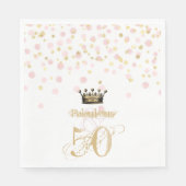50エレガントと素晴らしい誕生日クラウン金ゴールドピンク スタンダードランチョンナプキン (正面)