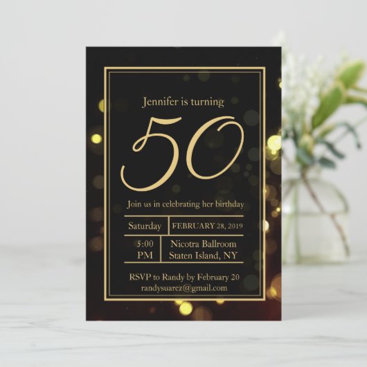 50エレガントと素晴らしい誕生日パーティーの招待 招待状 (スタンド正面)