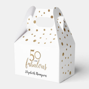 50エレガントと素晴らしい誕生日ホワイト金ゴールド紙吹雪 フェイバーボックス