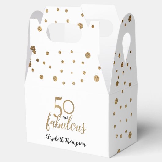 50エレガントと素晴らしい誕生日ホワイト金ゴールド紙吹雪 フェイバーボックス (オープン)