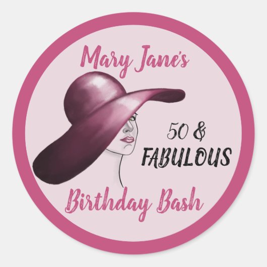 50エレガントと素晴らしい誕生日Bash ラウンドシール (正面)