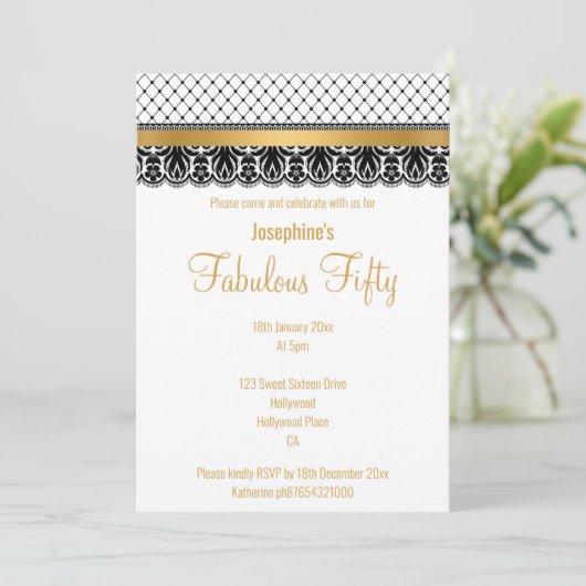 50エレガントカスタム金ゴールドレースで素晴らしい 招待状 (スタンド正面)