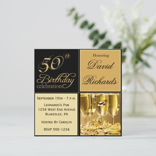 50エレガントバースデーパーティ招待状 招待状 (スタンド正面)