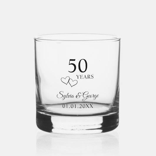 50エレガントパーソナライズされたモダン周年記念ギフト ウイスキーグラス (正面)