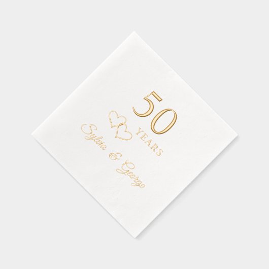 50エレガントパーソナライズされたモダン周年記念パーティー 箔ナプキン (右)
