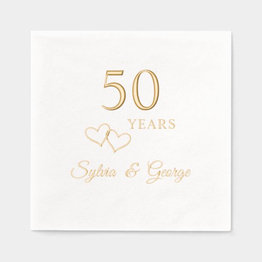 50エレガントパーソナライズされたモダン周年記念パーティー 箔ナプキン (正面)