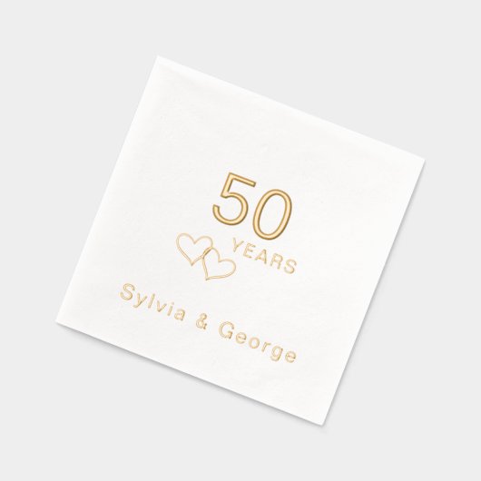 50エレガントパーソナライズされたモダン周年記念パーティー 箔ナプキン (左)