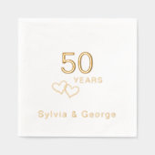 50エレガントパーソナライズされたモダン周年記念パーティー 箔ナプキン (正面)