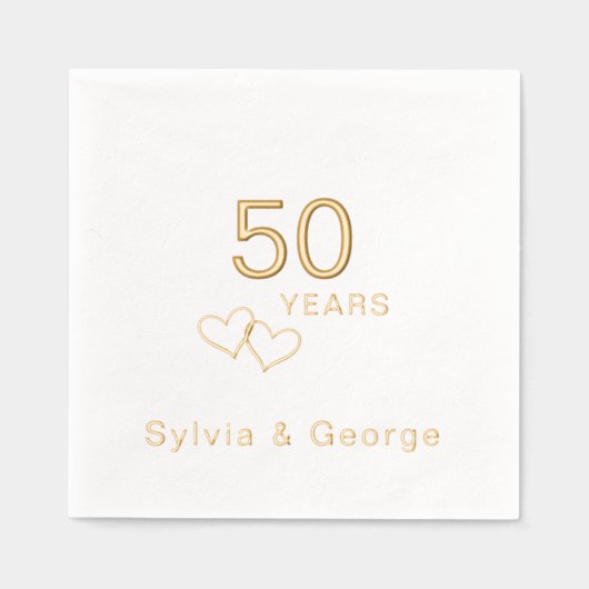 50エレガントパーソナライズされたモダン周年記念パーティー 箔ナプキン (正面)
