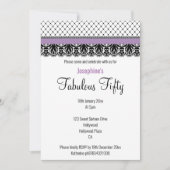 50エレガントパープルカスタムレースで素晴らしい 招待状 (正面)