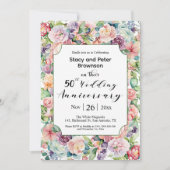 50エレガント周年結婚フローラ 招待状 (正面)