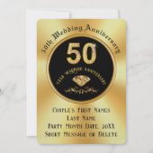 50エレガント周年結婚招待状 招待状 (正面)