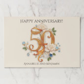 50エレガント周年結婚紙ランチョンマット ペーパーパッド (正面)