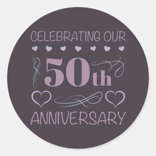 50エレガント周年結婚紫 ラウンドシール (正面)