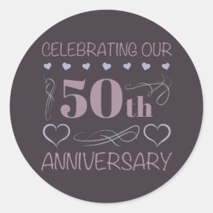 50エレガント周年結婚紫 ラウンドシール