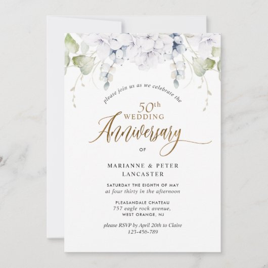50エレガント周年結婚 招待状 (正面)