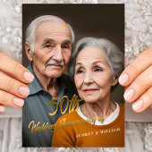 50エレガント周年結婚: 3D金ゴールドスクリプト 招待状