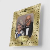 50エレガント周年記念写真結婚壁時計 スクエア壁時計 (傾斜)