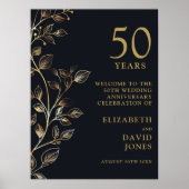 50エレガント周年記念結婚ウェルカムサイン ポスター (正面)
