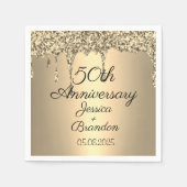 50エレガント周年記念結婚カップル スタンダードカクテルナプキン (正面)