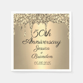 50エレガント周年記念結婚カップル スタンダードカクテルナプキン