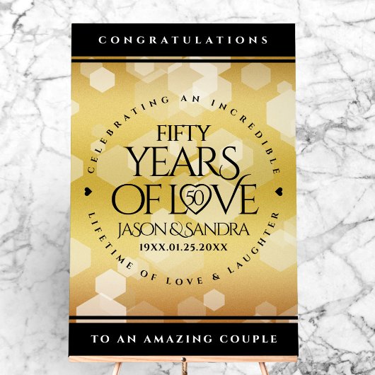 50エレガント周年記念結婚金 アクリルサイン