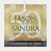 50エレガント周年記念結婚金 ガラスオーナメント (正面)