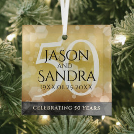 50エレガント周年記念結婚金 ガラスオーナメント