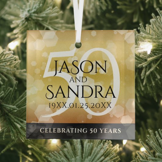 50エレガント周年記念結婚金 ガラスオーナメント (インサイチュ)