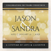 50エレガント周年記念結婚金 ガラスコースター (正面)