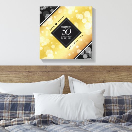 50エレガント周年記念結婚金 キャンバスプリント (インサイチュ (寝室))