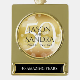 50エレガント周年記念結婚金 ゴールドプレートバナーオーナメント
