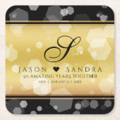 50エレガント周年記念結婚金 スクエアペーパーコースター (正面)