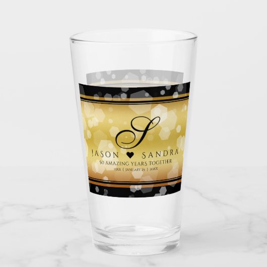 50エレガント周年記念結婚金 タンブラーグラス (正面)