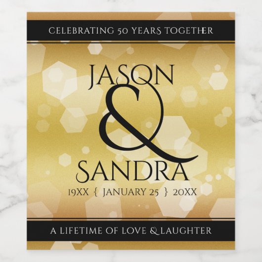 50エレガント周年記念結婚金 ワインラベル (シングルラベル)