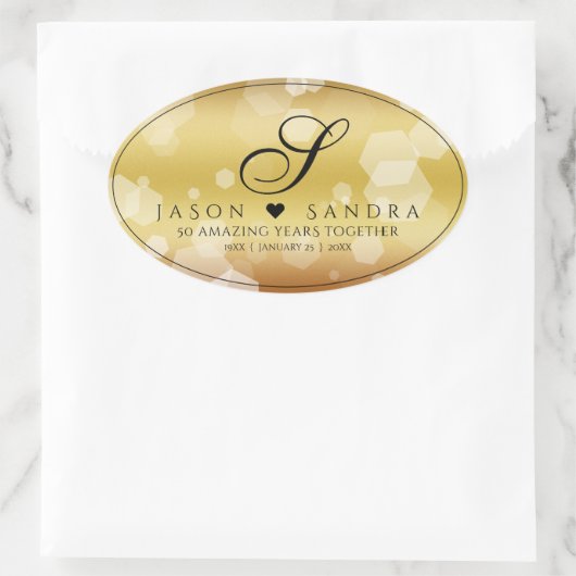 50エレガント周年記念結婚金 楕円形シール (バッグ)