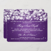 50エレガント回目の誕生パーティー、輝くスターズパープル 招待状 (正面/裏面)