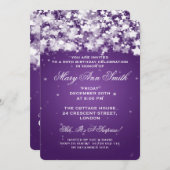 50エレガント回目の誕生パーティー、輝くスターズパープル 招待状 (正面/裏面)