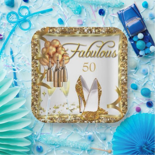 50エレガント回目の誕生日 ペーパープレート (パーティー)