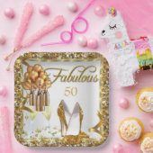 50エレガント回目の誕生日 ペーパープレート (パーティー)