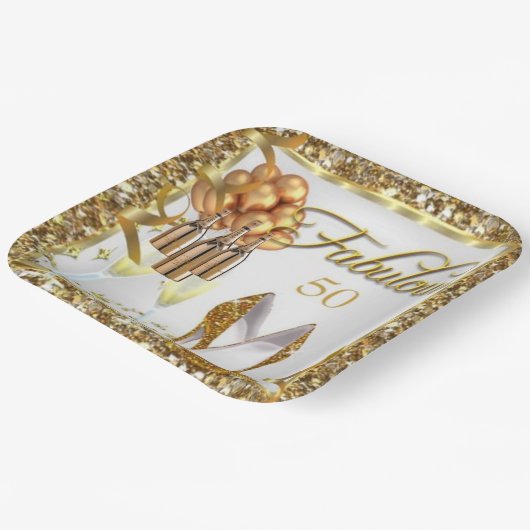 50エレガント回目の誕生日 ペーパープレート (傾斜あり)