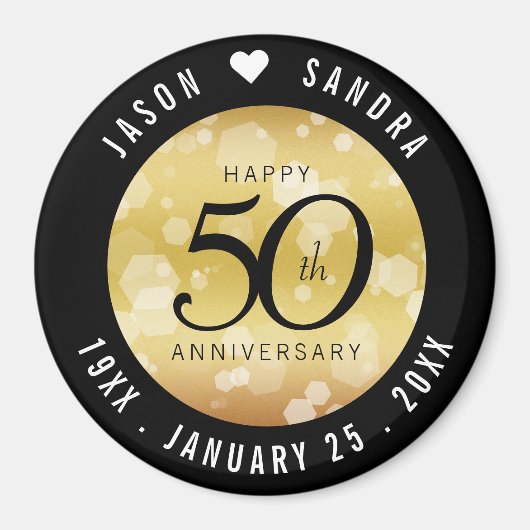 50エレガント回金結婚の記念日 マグネット (正面)