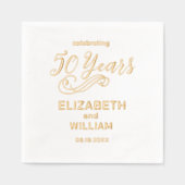 50エレガント年結婚記念実在金ゴールド 箔ナプキン (正面)