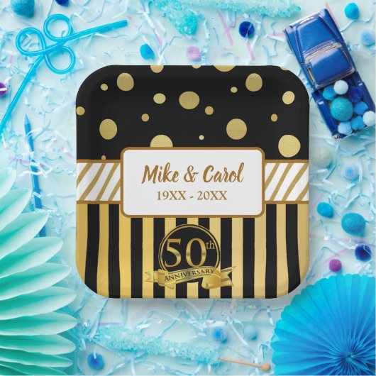 50エレガント年結婚記念 ペーパープレート (パーティー)