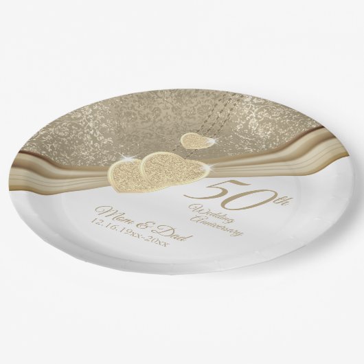 50エレガント年結婚記念 ペーパープレート (アングル)