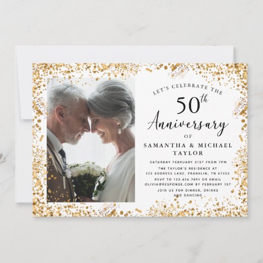 50エレガント年結婚記念 招待状 (正面)